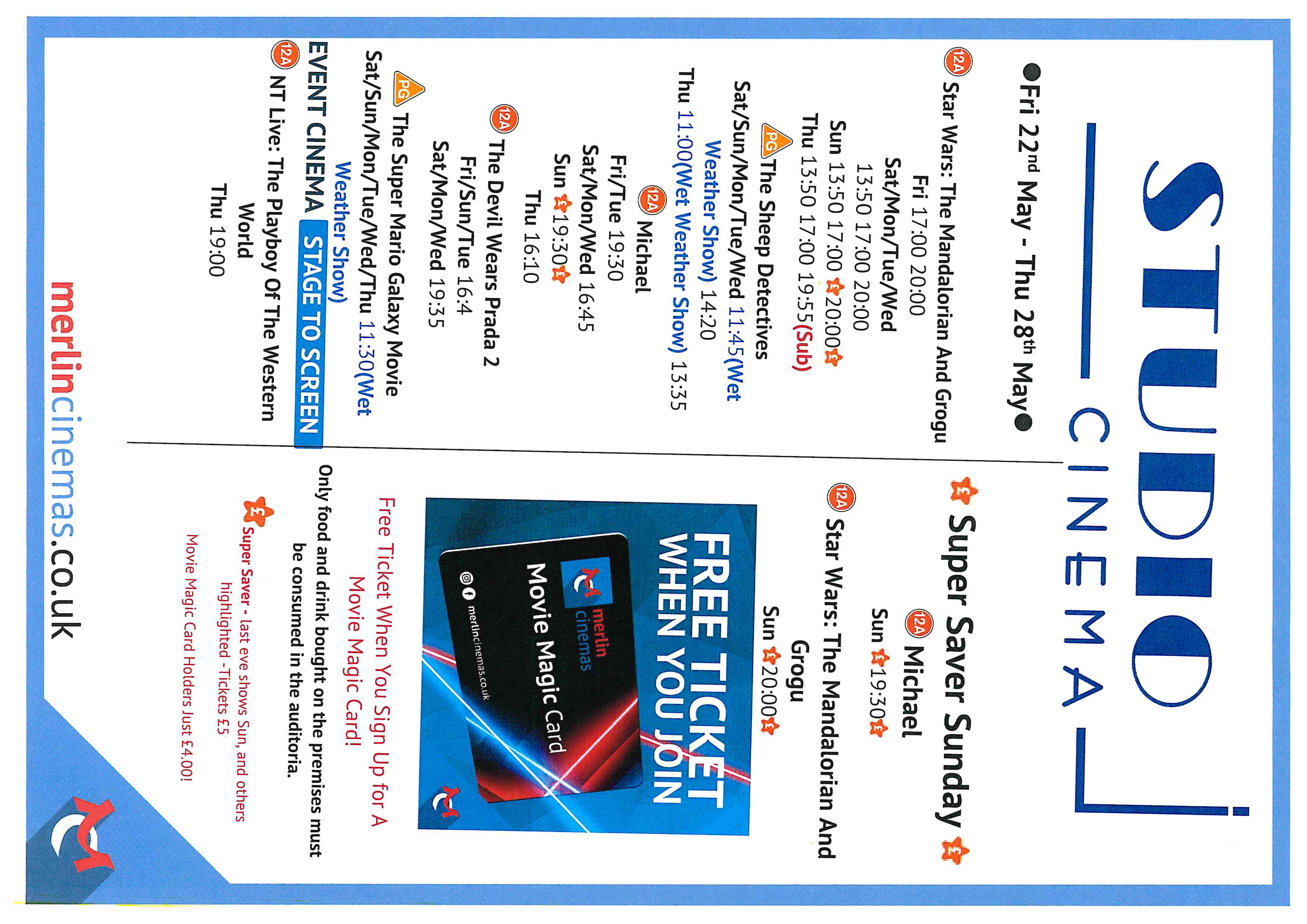 Coleford Studio Cinema 22nd May - 28th May